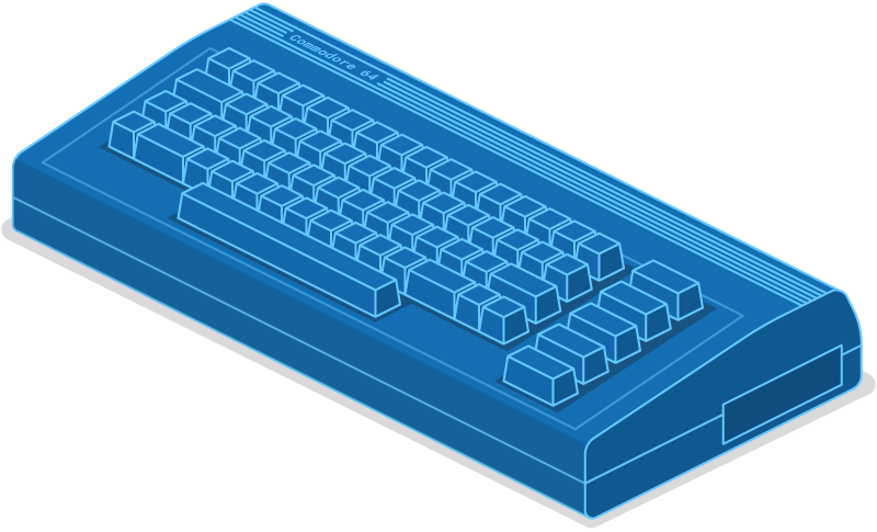 Illustration of old desktop computer, Commodore 64