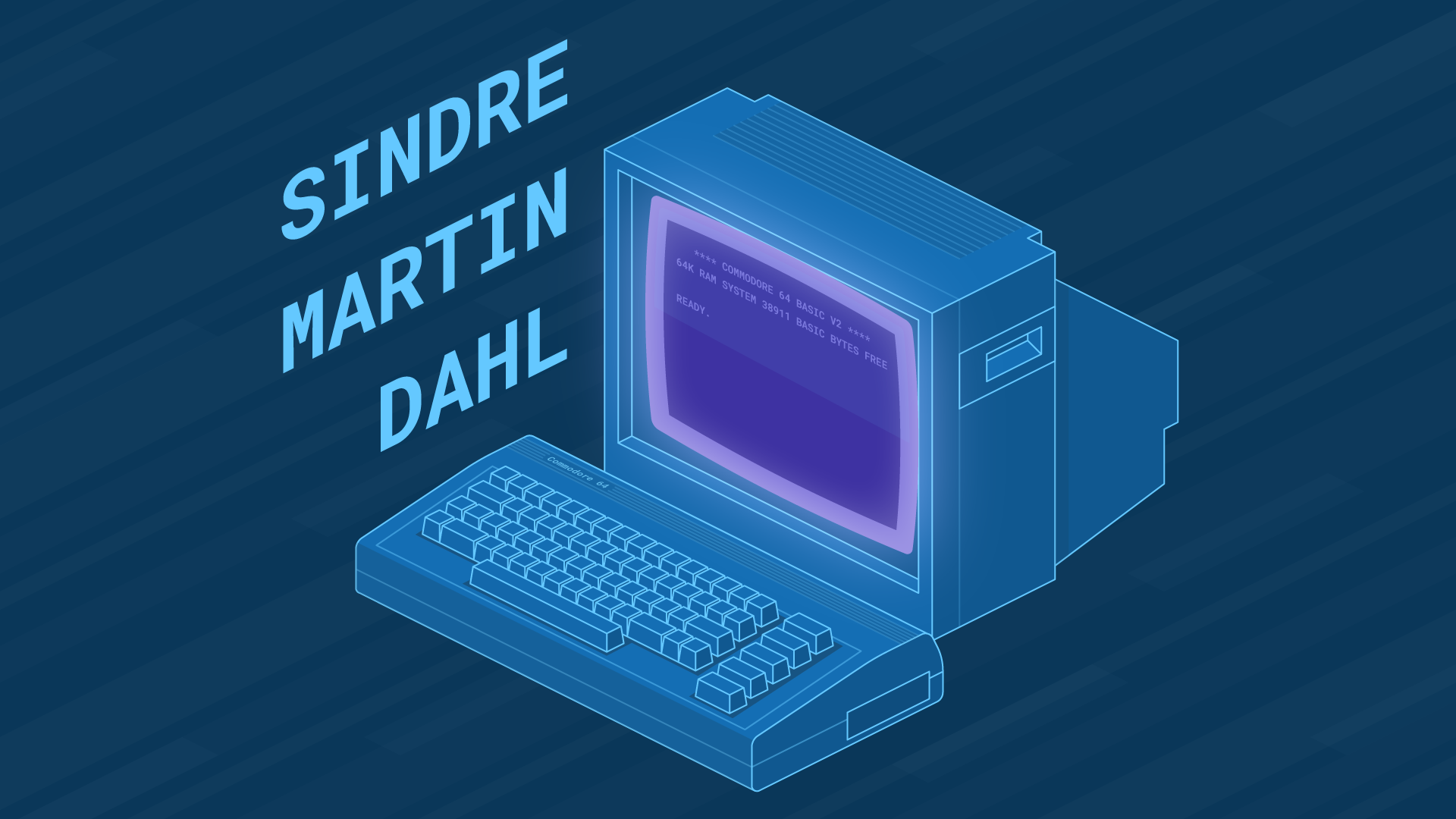 Illustration of Commodore 64 desktop computer and monitor